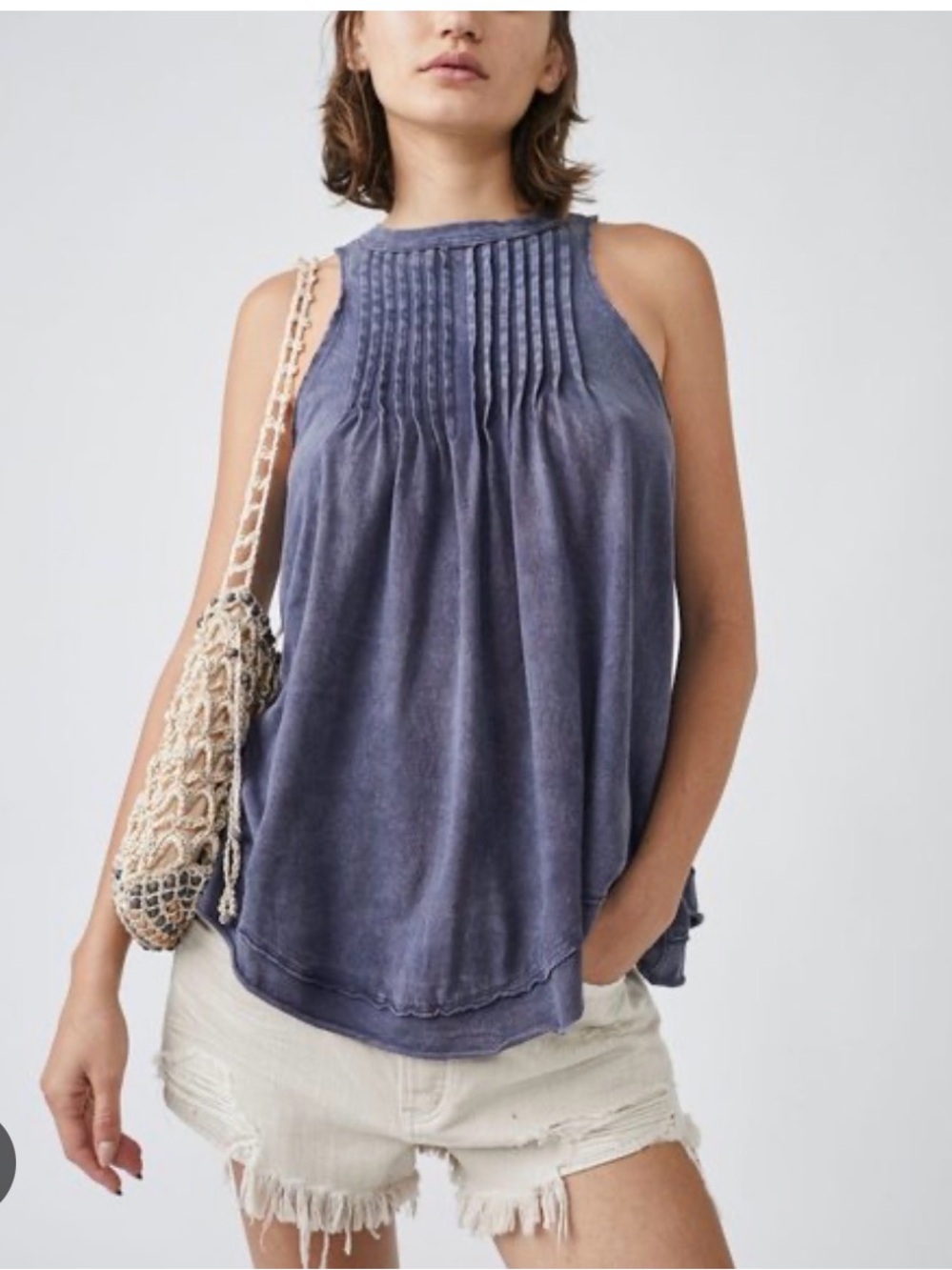 We The Free Sleeveless High-Neck Pintuck Tank